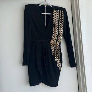 Zhivago Phoenix Dress Size 6 in Black with Gold Chain Detail